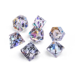 Gemstone Dice: K9 Rainbow Glass (Black Font)