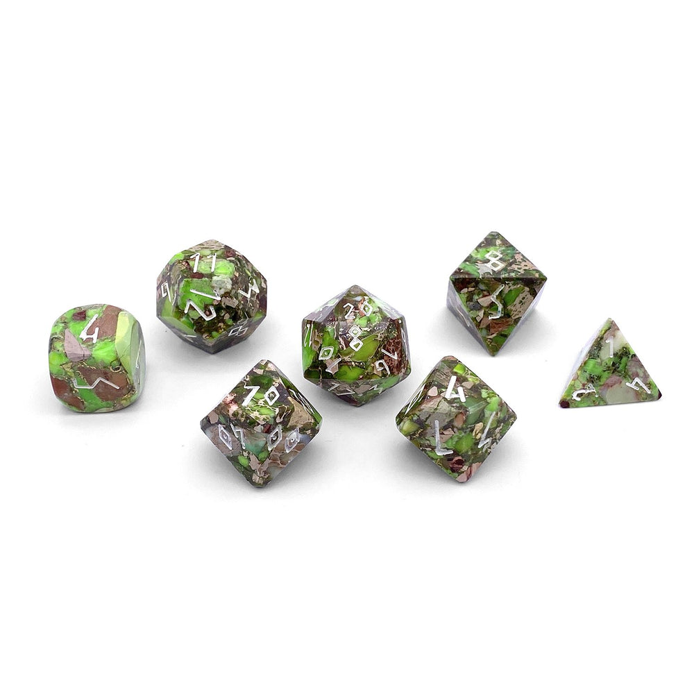 Gemstone Dice: Lime Green Imperial Jasper Trustone
