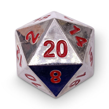 45MM Metal D20 Boulder: Lycanthrope Silver