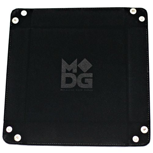 Velvet Folding Dice Tray with Leather Backing - 10" x 10" Black