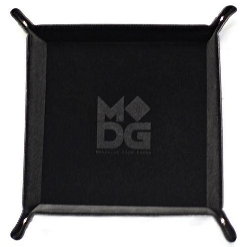 Velvet Folding Dice Tray with Leather Backing - 10" x 10" Black