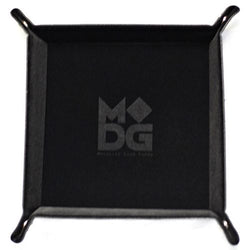Velvet Folding Dice Tray with Leather Backing - 10" x 10" Black