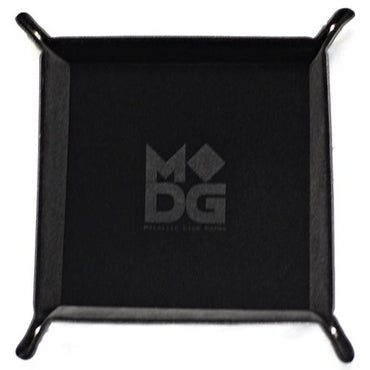 Velvet Folding Dice Tray with Leather Backing - 10" x 10" Black