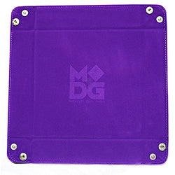 Velvet Folding Dice Tray with Leather Backing - 10" x 10" Purple