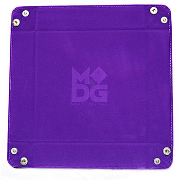 Velvet Folding Dice Tray with Leather Backing - 10" x 10" Purple