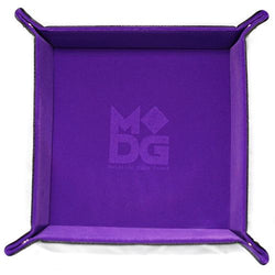 Velvet Folding Dice Tray with Leather Backing - 10" x 10" Purple