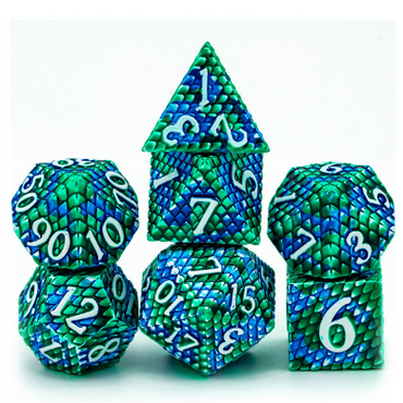 Metal RPG Dice Set: Dragon Scale - Ocean