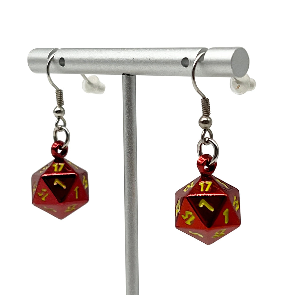 D20 Earrings: Fireball