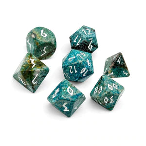 Gemstone Dice: Turquoise Blue Coral Fossil