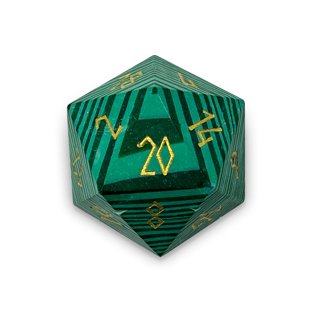 30MM Gemstone D20 Boulder: Malachite