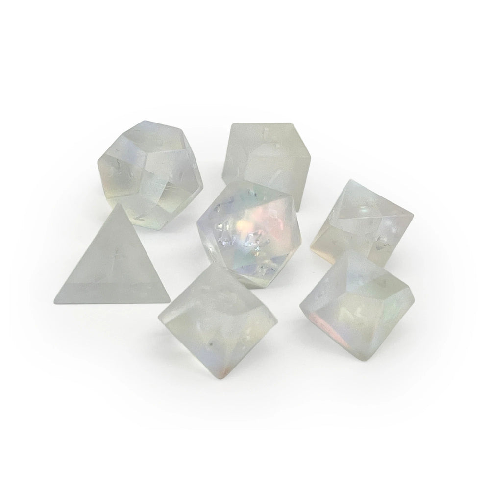 Gemstone Dice: Shattered Frosted K9 Rainbow Glass