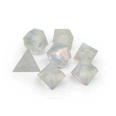 Gemstone Dice: Shattered Frosted K9 Rainbow Glass