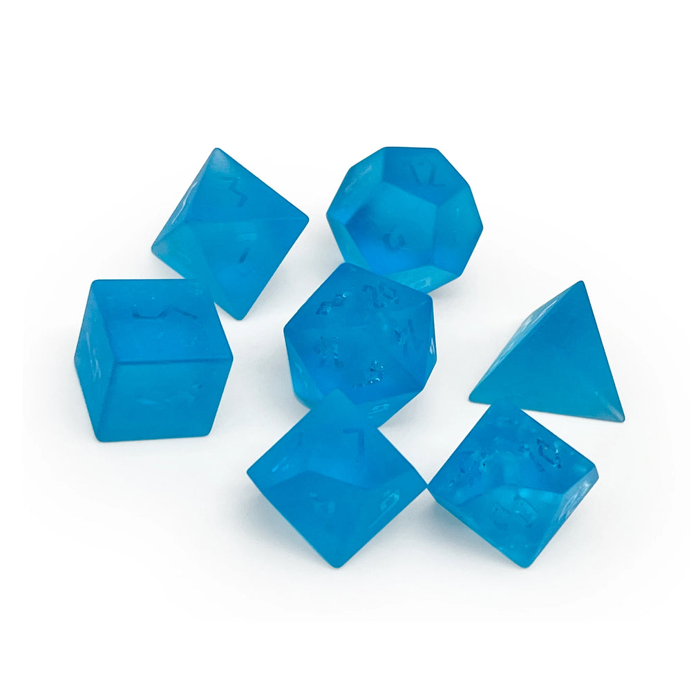 Gemstone Dice: Shattered Frosted Aquamarine Zircon