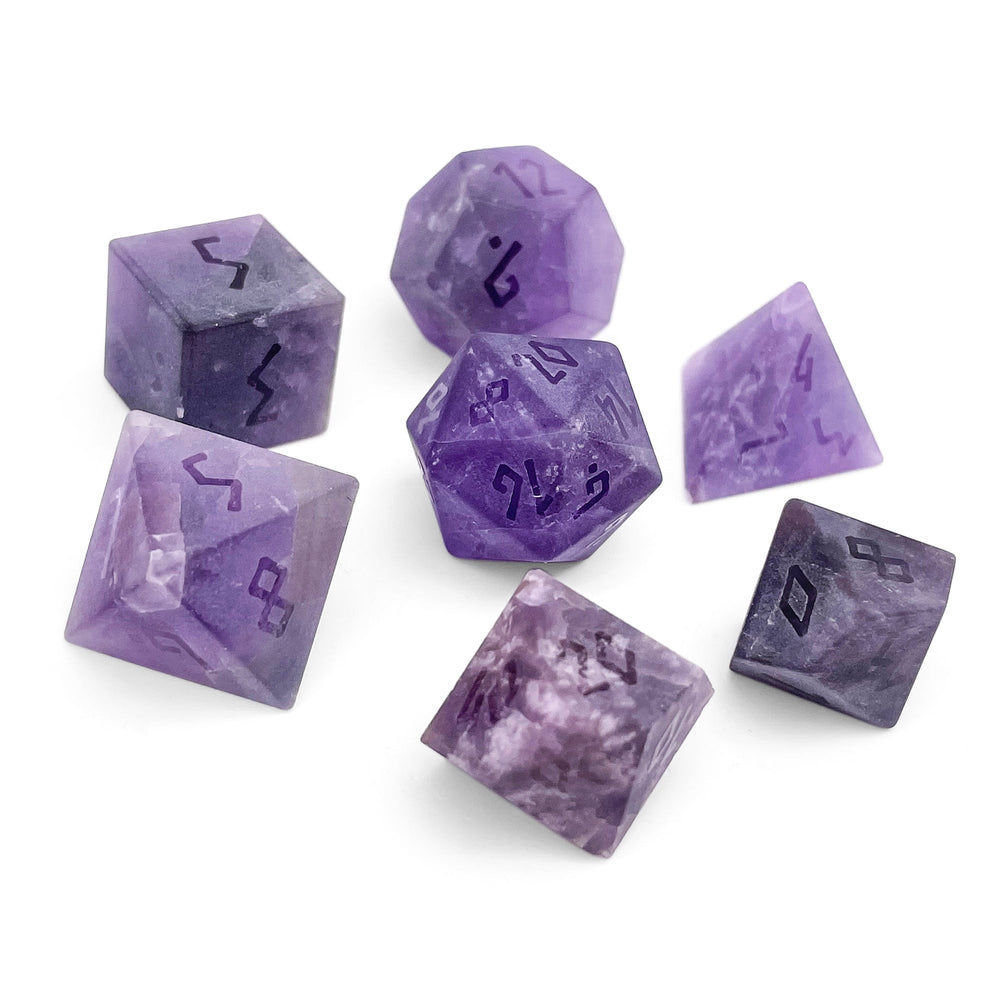 Gemstone Dice: Frosted Amethyst (Raised Font)