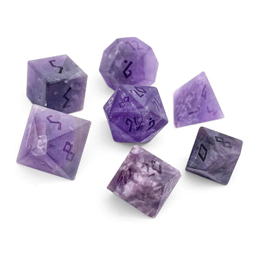 Gemstone Dice: Frosted Amethyst (Raised Font)