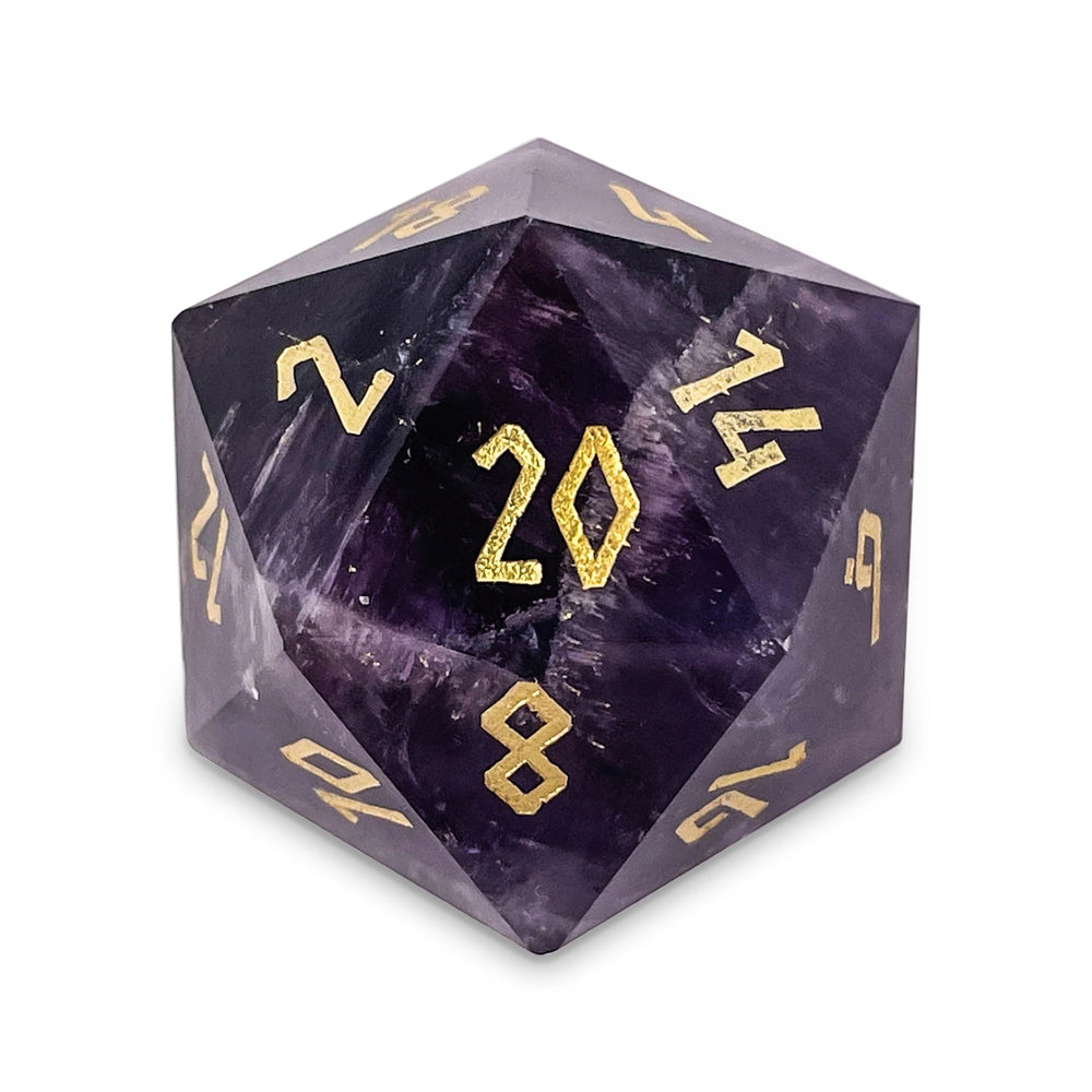 30MM Gemstone D20 Boulder: Amethyst
