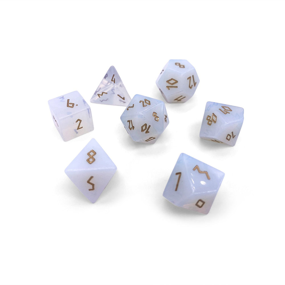 Gemstone Dice: Opalite (Gold Font)