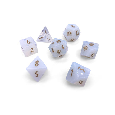 Gemstone Dice: Opalite (Gold Font)