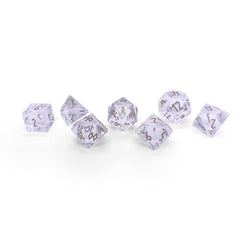 Gemstone Dice: Clear Crystal w/ Gold Font