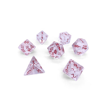 Gemstone Dice: Clear Crystal w/ Red Font