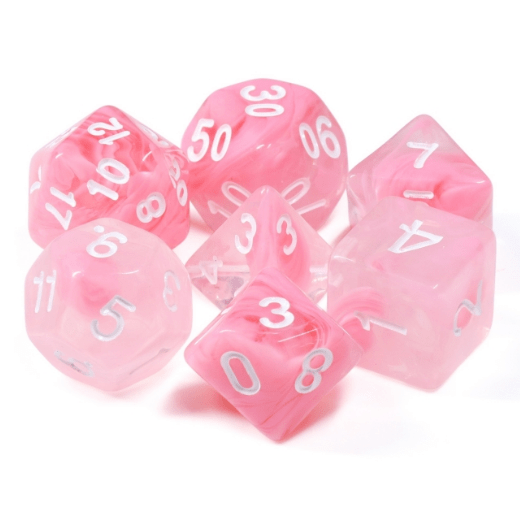 Pink Rose RPG Dice Set