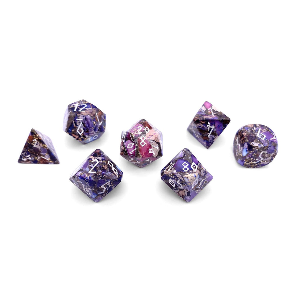 Gemstone Dice: Bronzite Purple Imperial Jasper Trustone