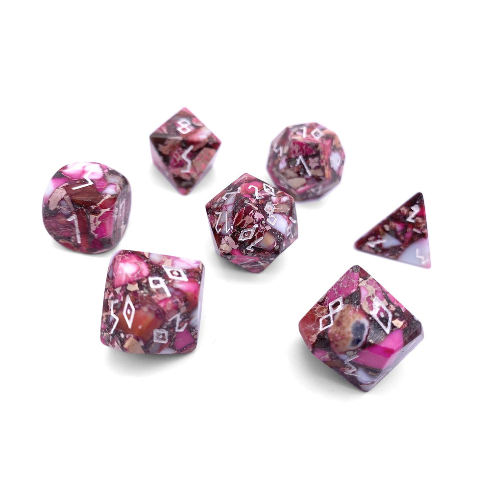 Gemstone Dice: Pyrite Red Imperial Jasper Trustone