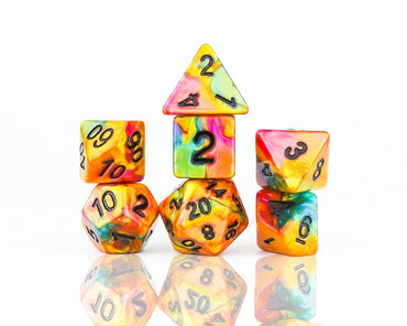 RPG Dice Set: Rainbow Gold