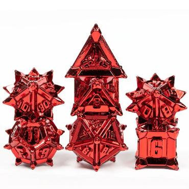 Metal RPG Dice Set: Warrior's Flail - Red