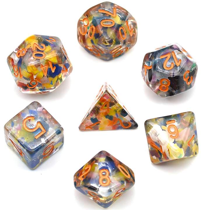 Regenerate Dice with Orange RPG Dice Set