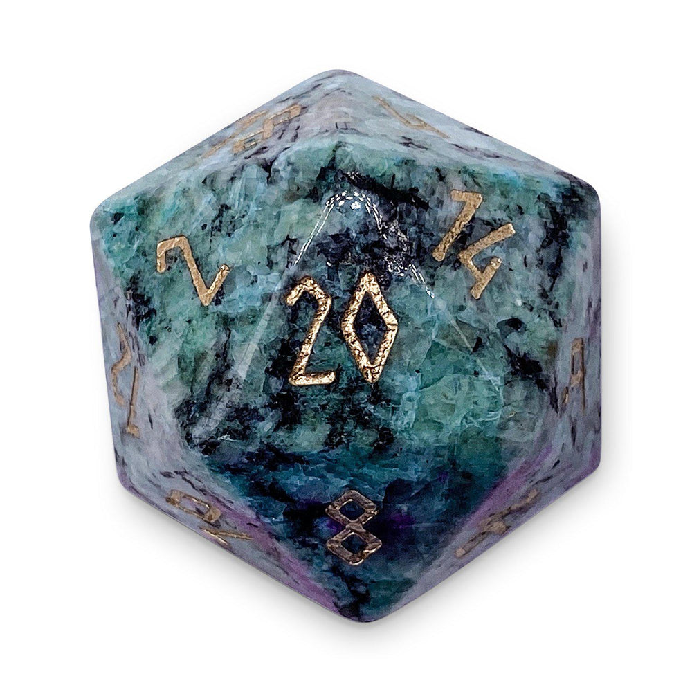 30MM Gemstone D20 Boulder: Ruby Zoisite