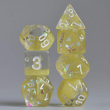 Milk Yellow with Shimmer Diamond Filled RPG Dice