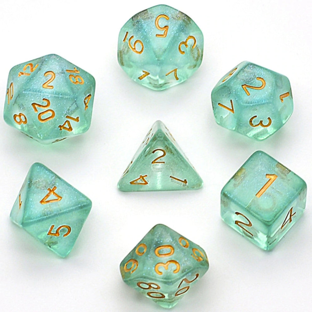 Green Shimmer RPG Dice Set
