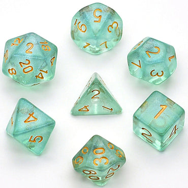 Green Shimmer RPG Dice Set