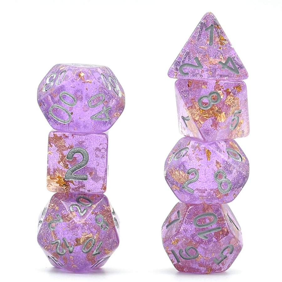 Purple with Gold Foil RPG Dice Set
