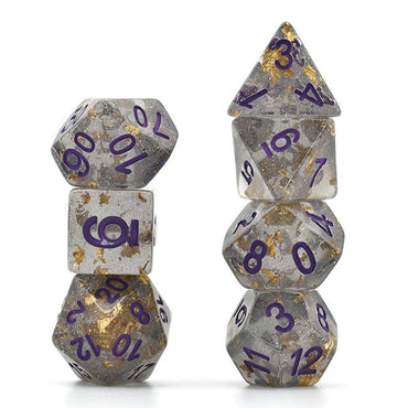 Grey with Gold Foil RPG Dice Set