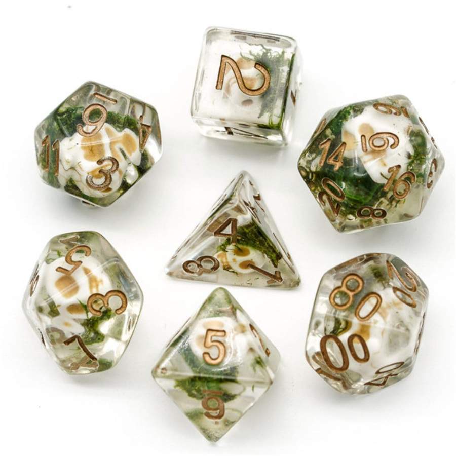 Clear Skull RPG Dice Set