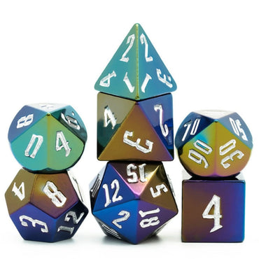 Jumbo Metallic w/ Silver RPG Dice Set