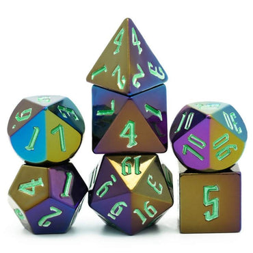 Jumbo Metallic w/ Green RPG Dice Set