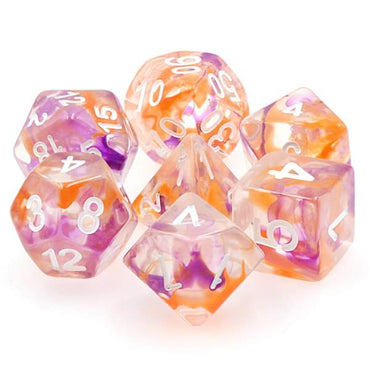 Purple & Orange Swirl Dice RPG Dice Set