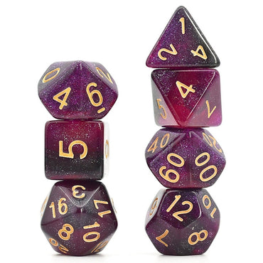 Black and Purple Galaxy RPG Dice Set