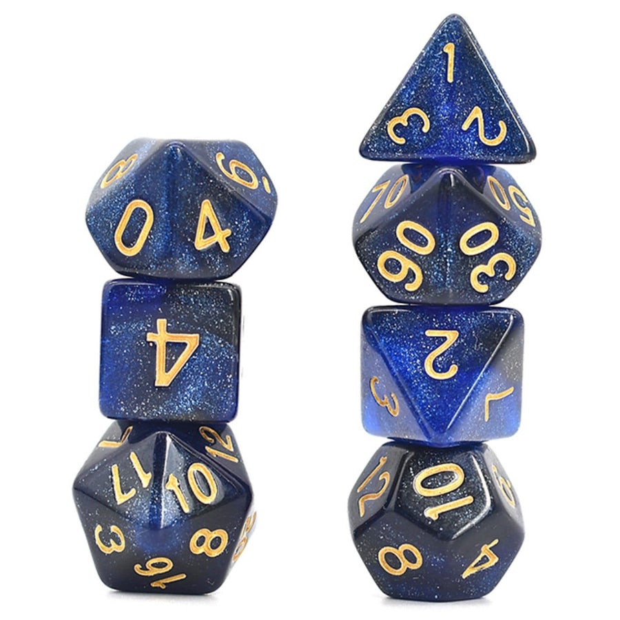 Black and Blue Galaxy RPG Dice Set