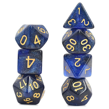 Black and Blue Galaxy RPG Dice Set
