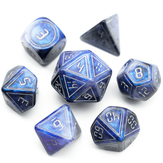 Cybernated Blue & Black RPG Dice Set