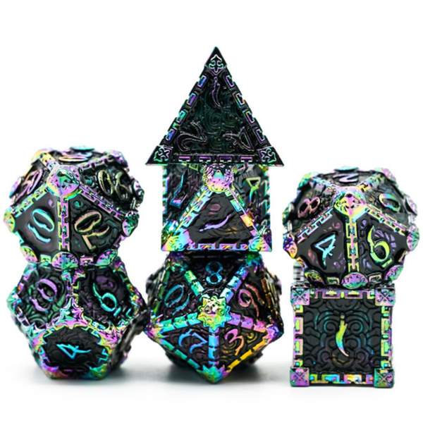 Dagger of Venom: Black Rainbow RPG Metal Barrel Dice Set