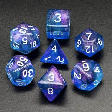Purple & Blue Glitter RPG Dice Set