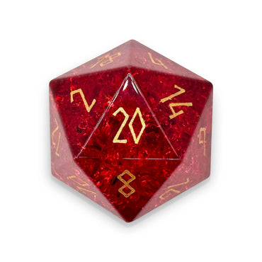 30MM Gemstone D20 Boulder: Shattered Garnet Zircon
