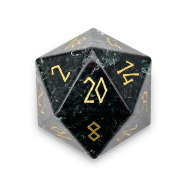 30MM Gemstone D20 Boulder: Shattered Smoke Zircon