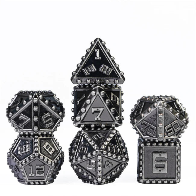 Silver Brigandine Armor Metal RPG Dice Set