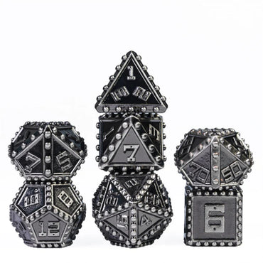 Silver Brigandine Armor Metal RPG Dice Set